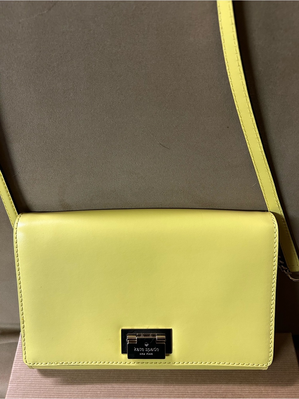 Kate Spade yellow Crossbody Bag with Gold Hardware.